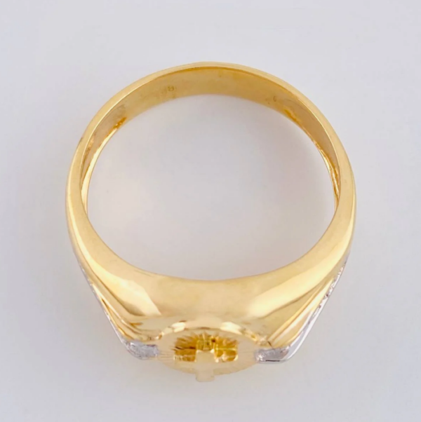 Anillo Cruz Diamantado 5.9 g / T9 Dos Oros Amarillo Blanco 18K
