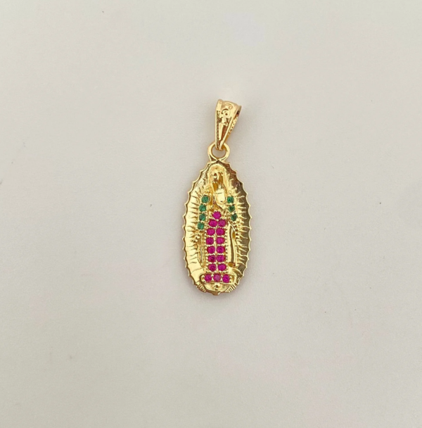 Dije silueta virgen guadalupe colores Oro amarillo 18k 1,75 Gr / 1,7 Cm