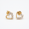 3 Topos corazon con swarovski blanco 1.6gr/ Largo 0.7cm Oro Amarillo
