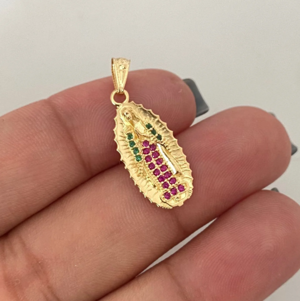 Dije silueta virgen guadalupe colores Oro amarillo 18k 1,75 Gr / 1,7 Cm