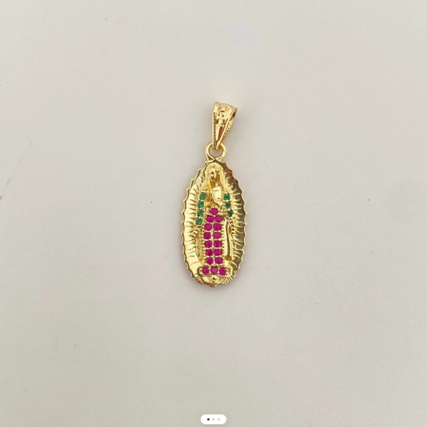 Dije silueta virgen guadalupe colores Oro amarillo 18k 1,75 Gr / 1,7 Cm