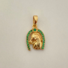 Dije herradura caballo borde circones verdes Oro amarillo 18k +1 / 2,10 Gr / 2,0 cm