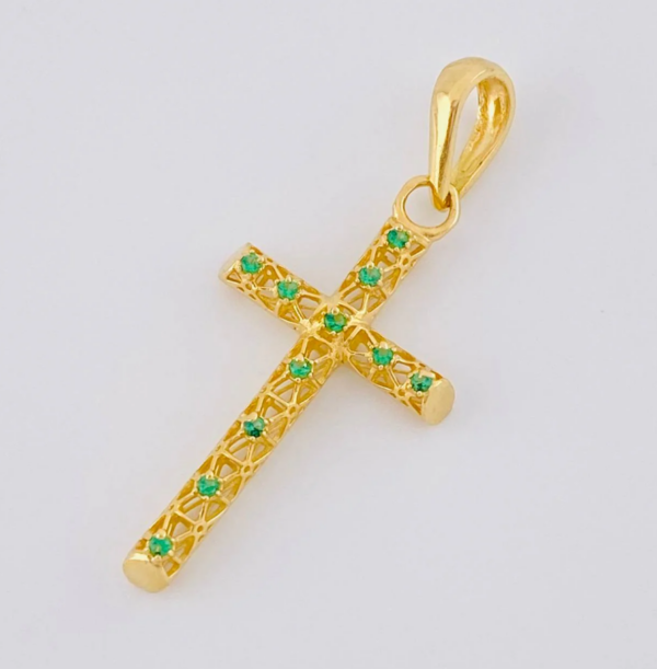 6 Dije Cruz Malla Latina 1.5 g / 3.5 cm Oro Amarillo 18K