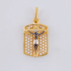 Dije Placa Cruz Cristo 2.25 g / 2.3 cm Dos Oros Amarillo Blanco 18K