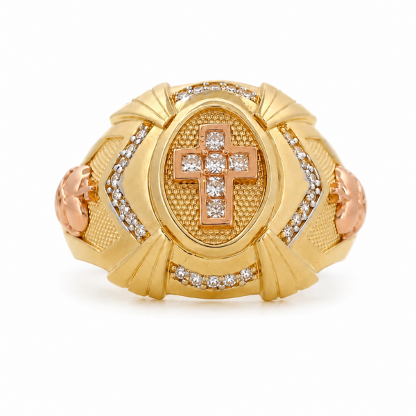Anillo Cruz 8.35 g / T11 1/2 Tres Oros 18K (copia)