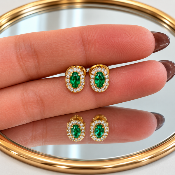 Topos Ovalados casting Verdes Oro amarillo 18k 0,7 Gr / 4,6 mm