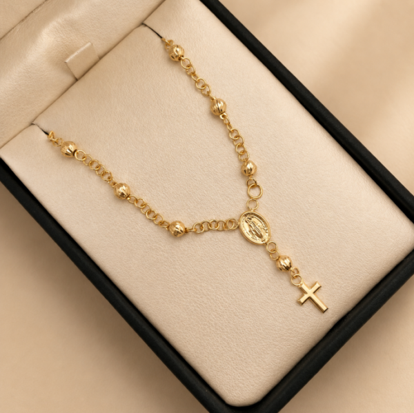 Pulso tipo denario con cruz tubular y cristo Oro amarillo 18k 3,75 Gr / 2,8 mm / 17 Cm Broche 0,60