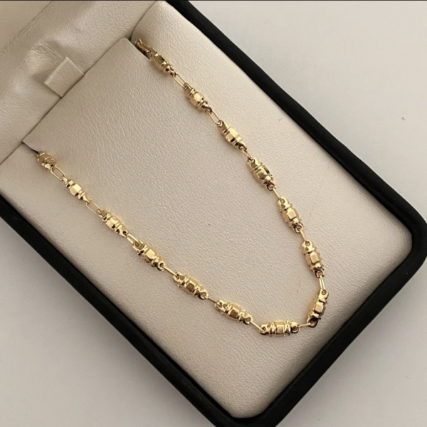 Screenshot_12 Cadena rustica con barriles Oro amarillo 18k 8,20 Gr / 3 mm / 60 Cm Broche 0,60