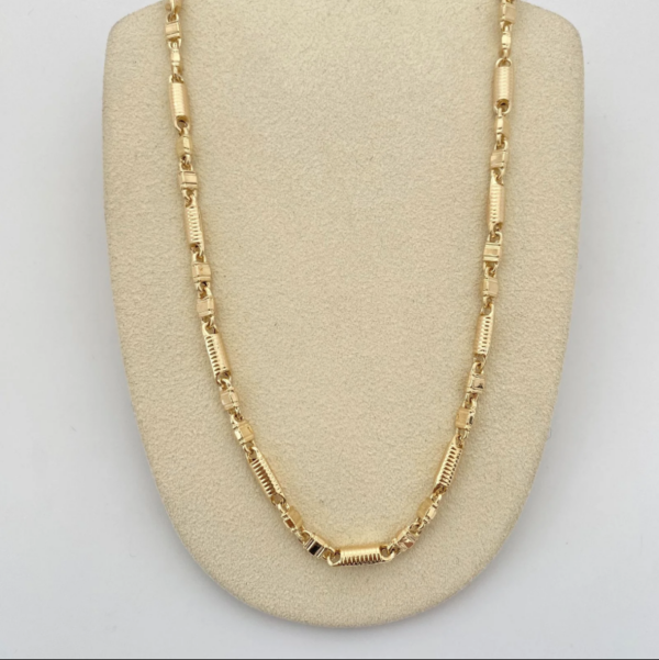 Cadena rustica cilindro diamantado Oro amarillo 18k 14,60 Gr / 3,4 mm / 60 Cm Broche 0,60