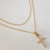 Set Cadena ● Cajon + Dije Circones Blancos Oro amarillo 18k 2,05 Gr / 1,1 mm / 50 Cm *