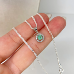 Set Cadena China + Dije Esmeralda 60PTS Plata 925 3,5 Gr / 1,6 mm / 50 Cm *