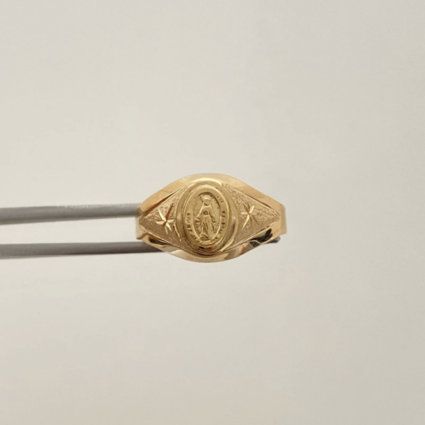 Screenshot_27 Anillo virgen milagrosa con diamantado Oro amarillo 18k / Talla 5 3/4 / 1,7 Gr