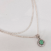 Set Cadena China + Dije Esmeralda 60PTS Plata 925 3,5 Gr / 1,6 mm / 50 Cm *