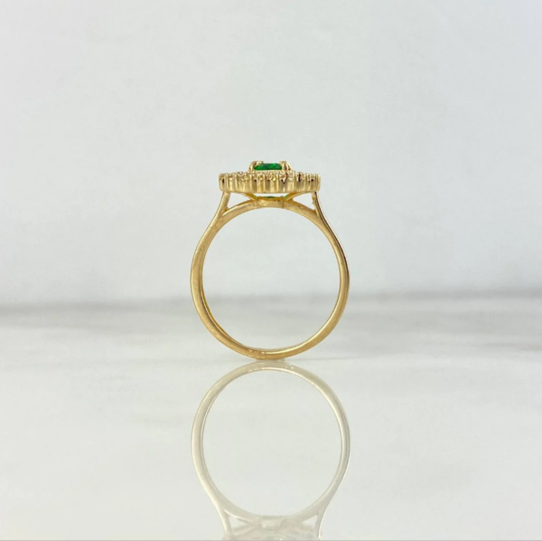 Anillo Solitario Halo Tupido 3.8gr / T5 3/4 / Circones Blancos Verde Oro Amarillo 18K