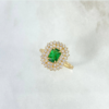 Anillo Solitario Halo Tupido 3.8gr / T5 3/4 / Circones Blancos Verde Oro Amarillo 18K