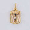 Dije Placa Cruz Cristo 2.25 g / 2.3 cm Dos Oros Amarillo Blanco 18K